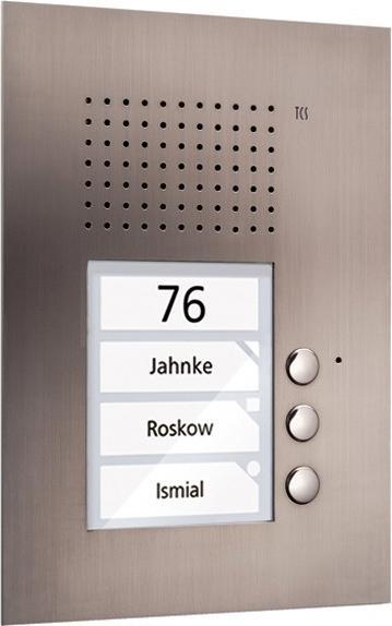 Actual product image TCS PUK03/1-ES Audio front-door station 3 buttons 1-column UP stainless steel