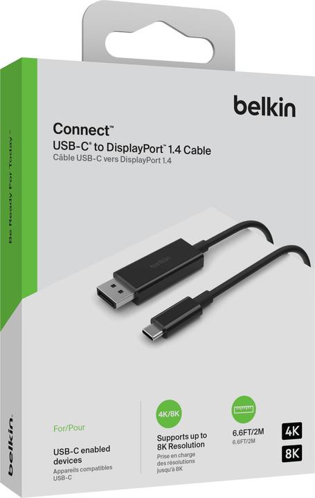 Actual product image Belkin USB-C DISPLAYPORT 1.4 CABLE 2M (2 m, DisplayPort, USB Type C)