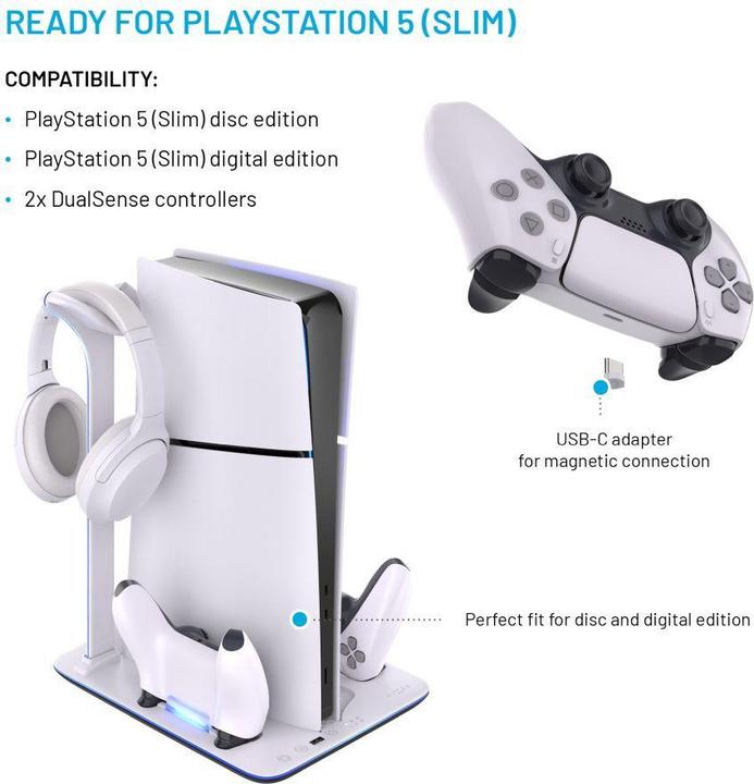 Produktbild Fixed Feste Multifunktionsstation für PlayStation 5 (Slim) mit Lüftern und Aufladung für zwei DualSense Co (PS5)