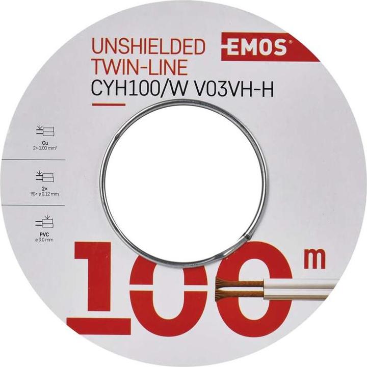 Actual product image Emos UTP cable 2x1.0mm white, 100m (100 m)
