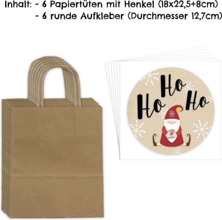 Produktbild Papierdrachen Geschenktüten zum Nikolaus – Wichtel (Geschenktüte, 6 x)