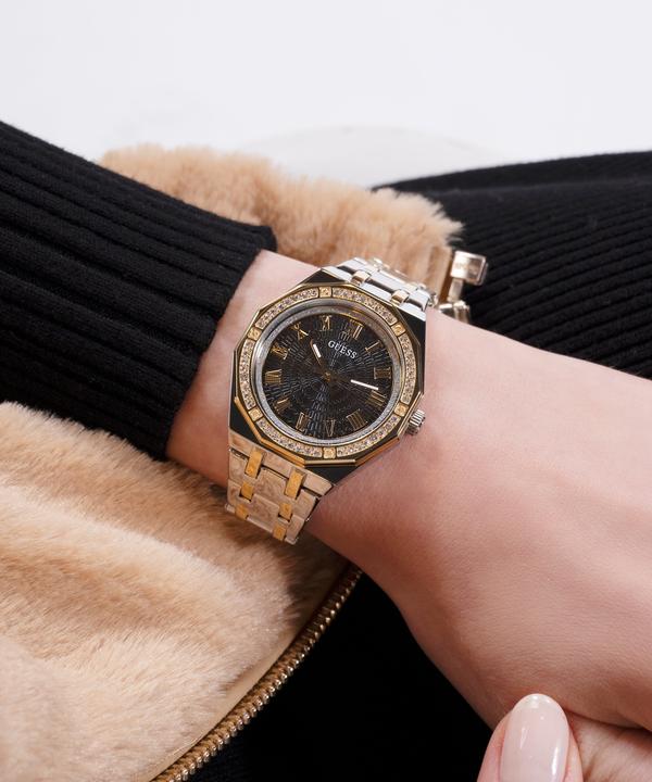 Immagine prodotto Guess P SLV CS W/ P GLD TOP PART W/ CRYS / SUN BLK DL / P SLV & GLD BRCT Orologio da polso (36 mm)