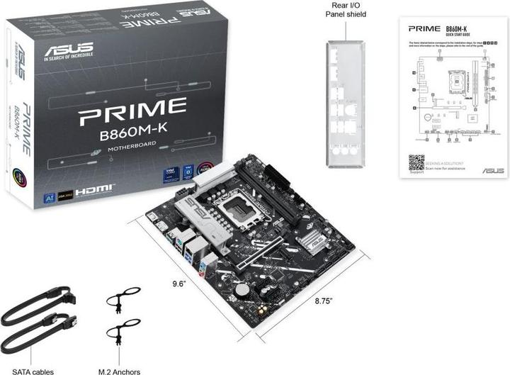 Actual product image ASUS PRIME B860M-K (LGA 1851, Intel B860, mATX)
