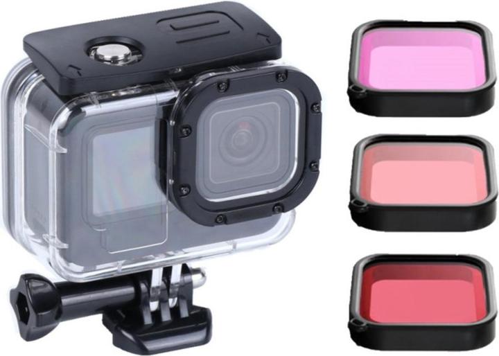 Produktbild Apfelkiste Unterwasser Case Taucher Schutzgehäuse mit 3 Linsenfilter (GoPro Hero 13, GoPro Hero 12, GoPro Hero 11, GoPro Hero 10)