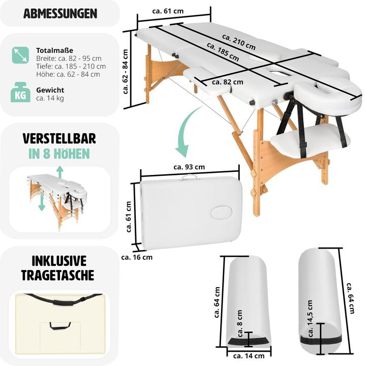 Actual product image tectake Massage Table Set Freddie | Massage table w/ headrest, armrests, face pad & bolster supports