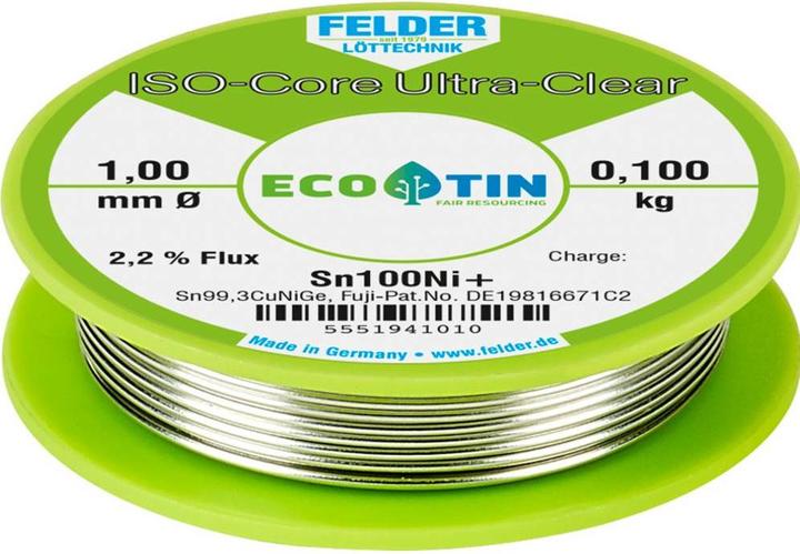 Actual product image Felder Lottechnik Felder Löttechnik ISO-Core "Ultra-Clear" Sn100Ni+ solder, lead-free coil Sn99.2 (Soldering Coil Kit)