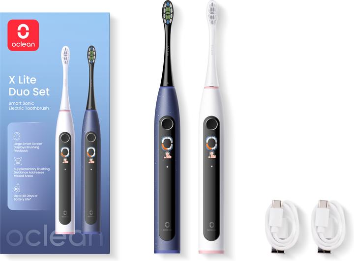 Clean X Lite Smart Sonic Duo Set Elektrische Zahnbürste, grau und blau (Schallzahnbürste)