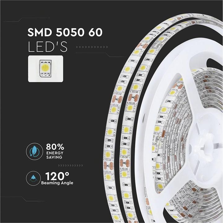 Produktbild V-TAC VT5050 LED Streifen SMD5050 60 LED 4500K IP65 5m (Weiss, 500 cm, Indoor)