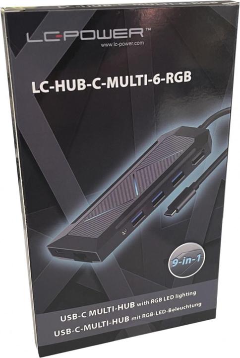 Produktbild LC-Power HUB LC-HUB--C-MULTI-6-RGB black (USB-C, 6 Ports)