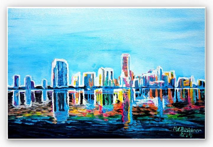 Actual product image Trenddeko Bleichner - Miami in the neon glow (100 x 70 cm)