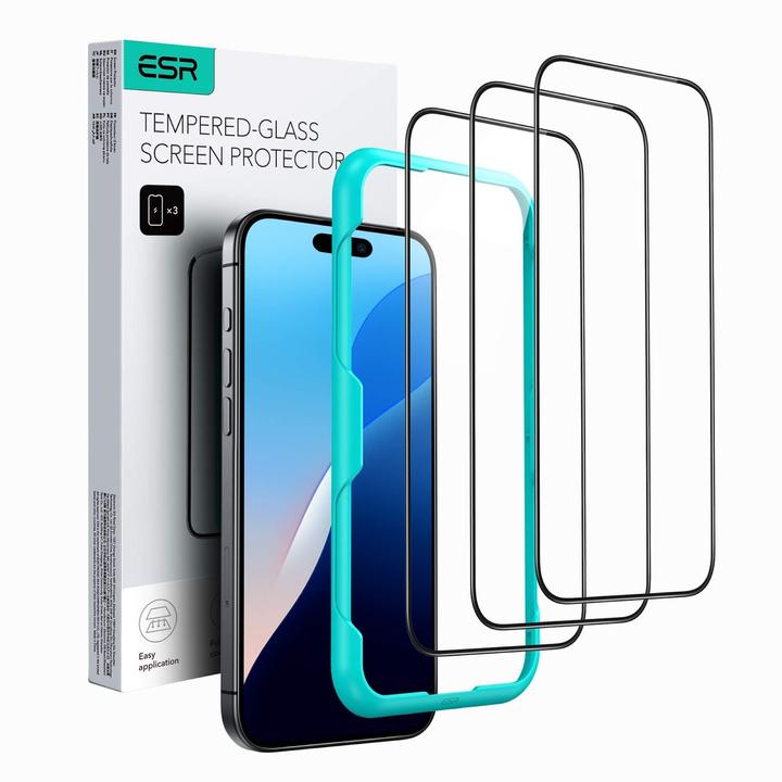 Actual product image ESR Tempered glass display protection (1 Piece, Apple iPhone 16 Plus)