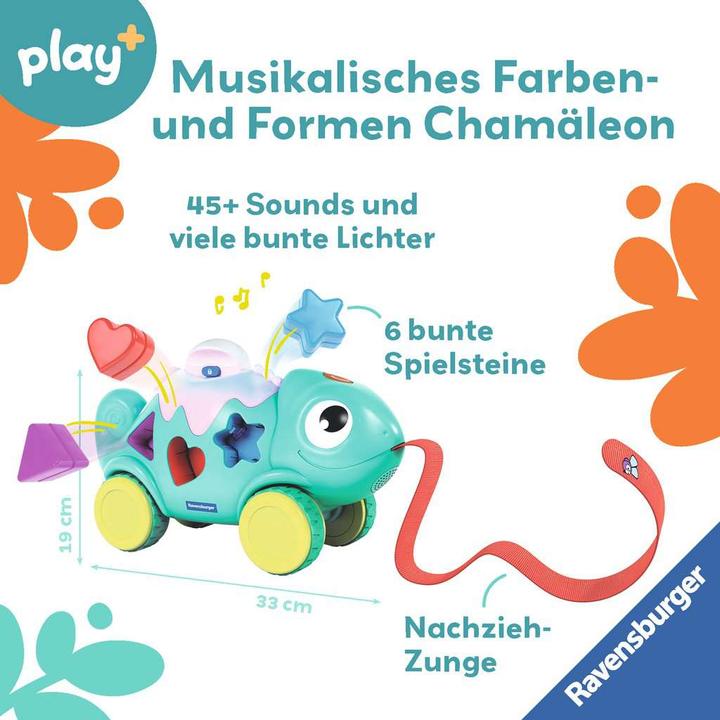 Immagine prodotto Ravensburger 4875 play+ Camaleonte musicale di forme e colori, smistatore di colori e forme, con (Tedesco)