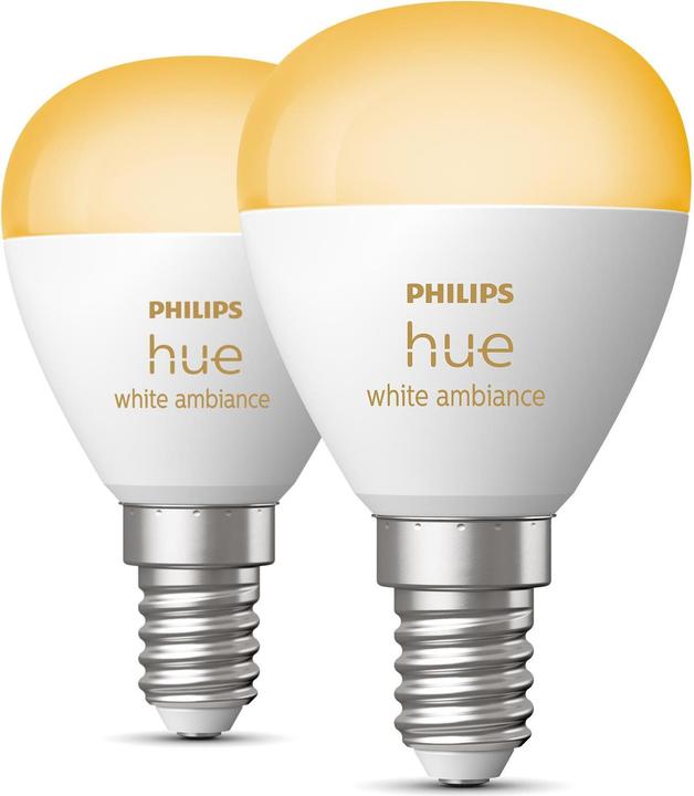 Philips Hue White Ambiance E14 Lustre pack de deux (E14, 5.10 W, 470 lm, 2 x, F)