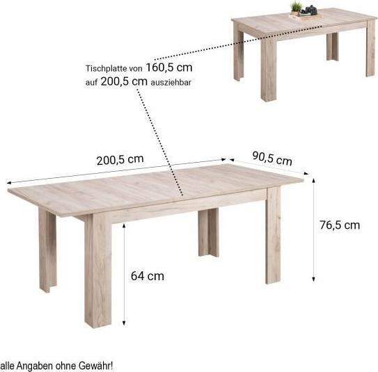 Produktbild Homestyle4u Ausziehbarer Esstisch (160.5 x 90.5 x 76.5 cm)