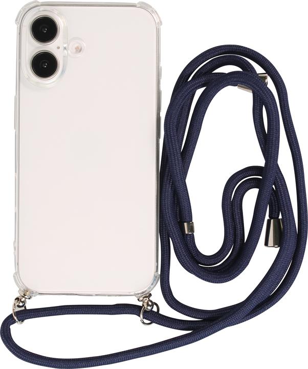 Produktbild PhoneLook Hülle Gummi transparent mit Seil blau (Apple iPhone 16 Plus)