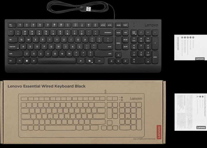 Produktbild Lenovo Essential Wired Keyboard Black - German 129 (DE, Kabelgebunden)