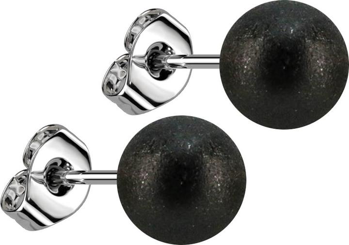 Star Piercing Ohrstecker mit Kugel schwarz gesprenkelt (ohne Messing, Chirurgenstahl 316L)