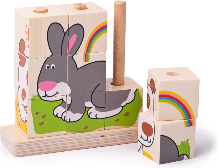 Produktbild Bigjigs Holzblock Puzzle Haustiere (10 Teile)
