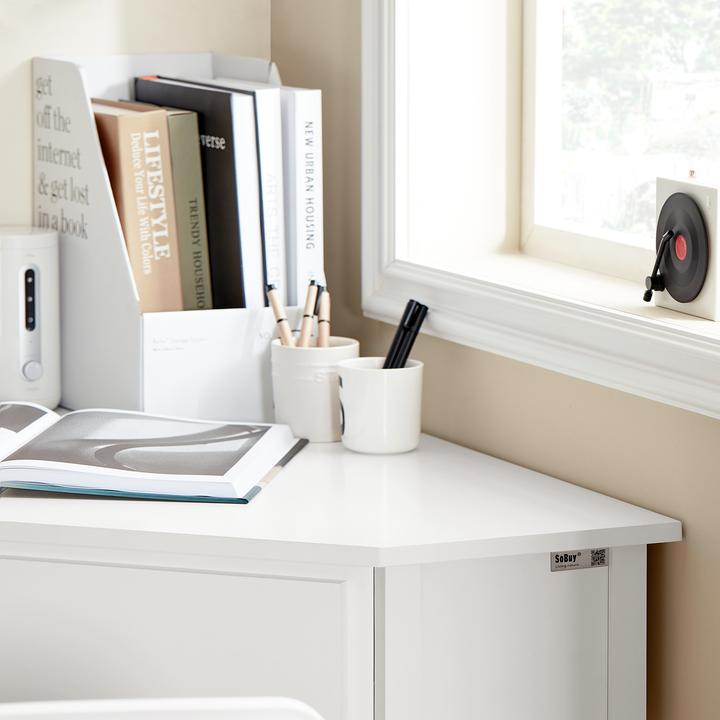 Actual product image SoBuy Corner desk with shelf and drawer (76 x 76 x 76 cm)