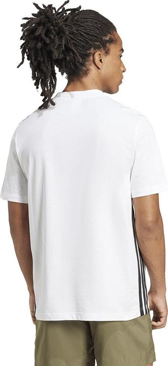 Actual product image adidas Men's Essential Three Stripes Single Jersey Tee, White/Black, L (L)