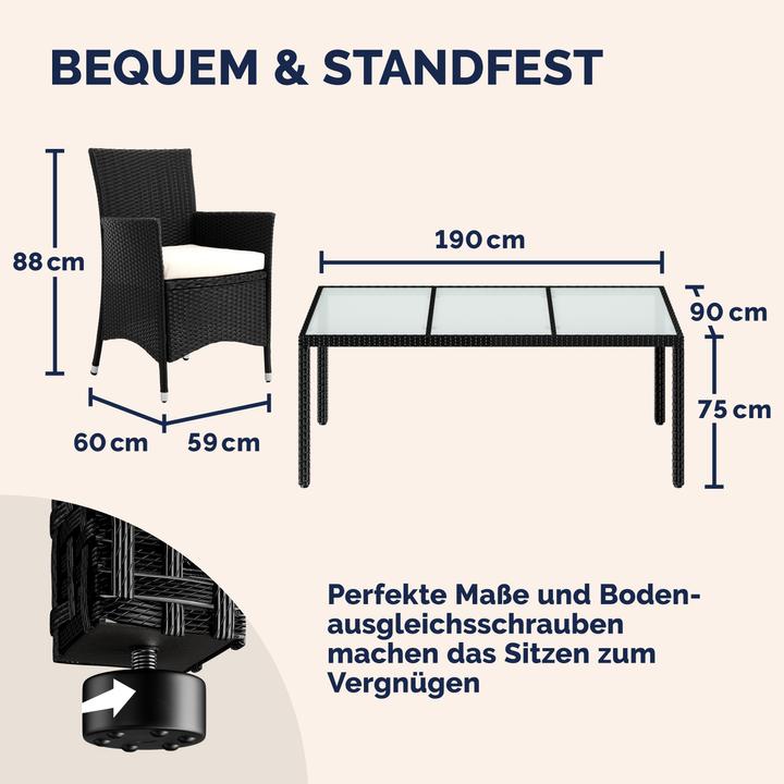Produktbild Casaria Polyrattan Sitzgruppe 6+1 (90 cm)