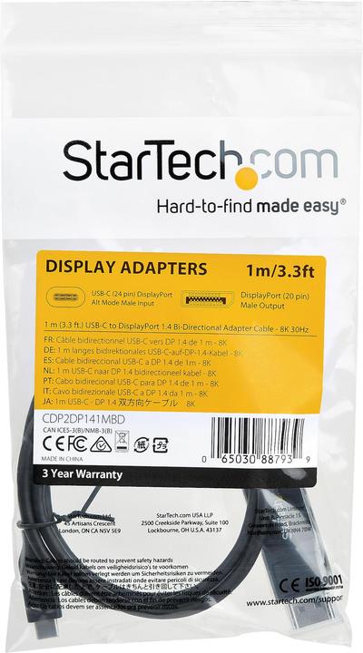 Image du produit StarTech USB C – DisplayPort (1 m, DisplayPort)