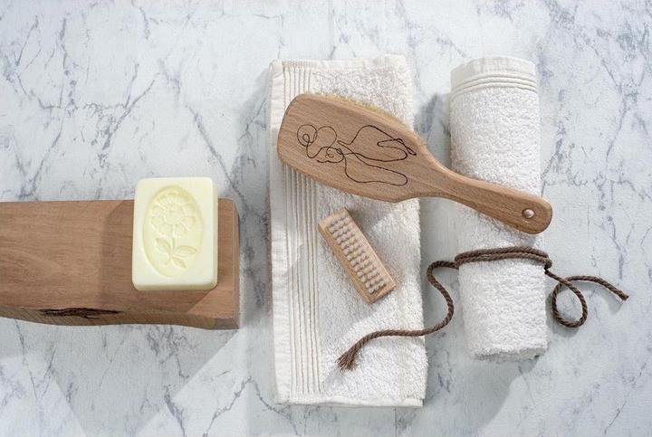 Actual product image Glorex Massage brush with handle 22 x 6.5 cm natural bristles, 1 piece