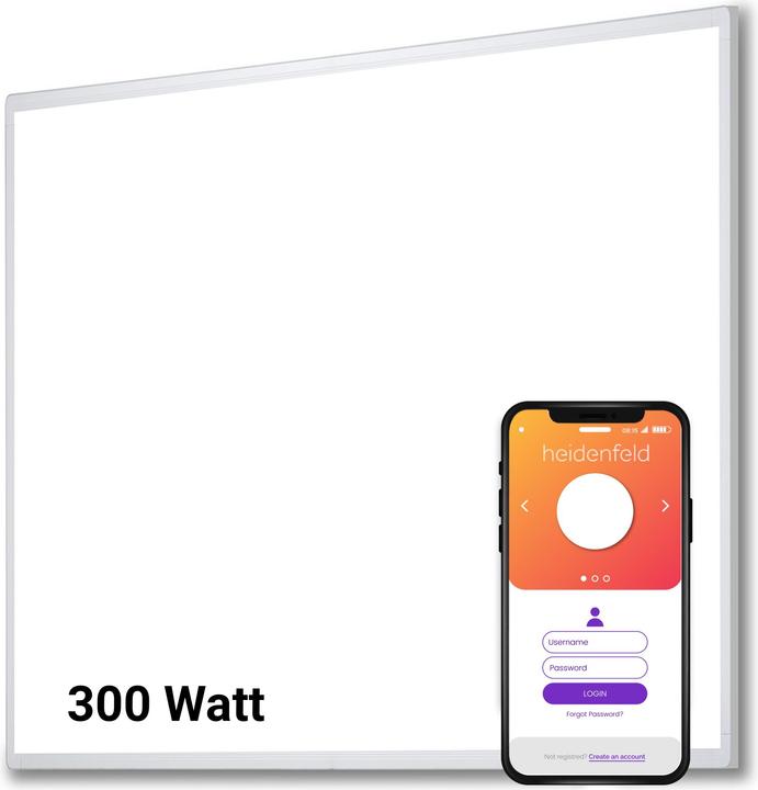 Actual product image Heidenfeld Infrared Heater HF-HP100-2 Infrared Wall Heater Radiator Heating App (300 Watt) (300 W)