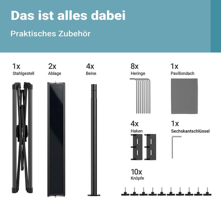 Produktbild Wiltec Faltpavillon (152 cm, 245 cm)