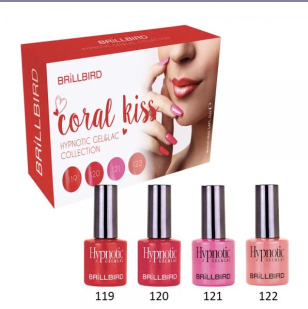 BrillBird Coral Kiss Hypnotic gel&lac Set 4x4ml (UV-Gel Lack)