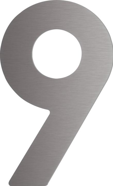 Actual product image Schösswender House number 9 - height 120 mm, with 2 M5 threaded cams, stainless steel