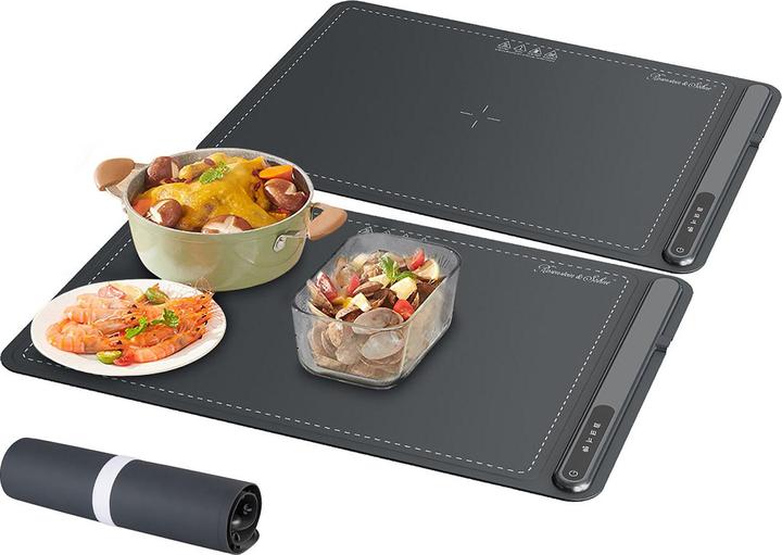 Produktbild Rosenstein & Söhne 2er-Set, Digitale Warmhalteplatte Silikon, 55 - 100 °C, 61 x 40 cm