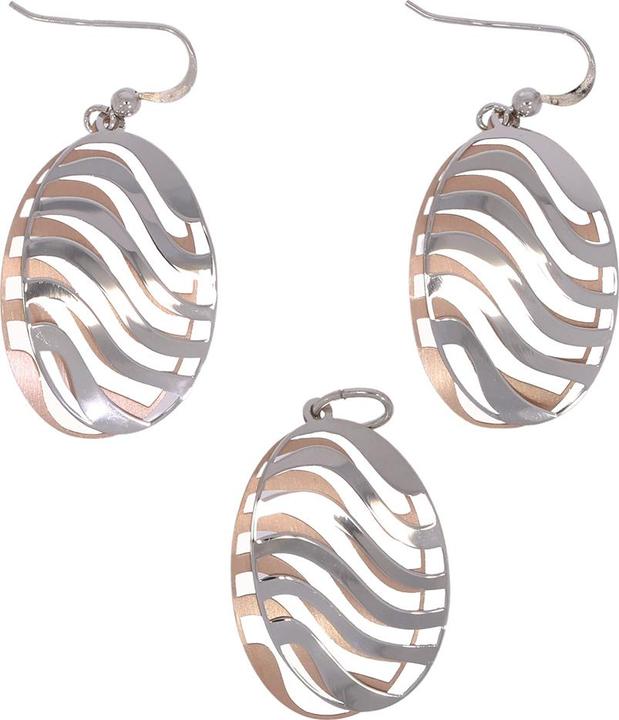 Xen Set mit Ohrängern und Anhänger oval XSET125 (925 Sterling Silber)