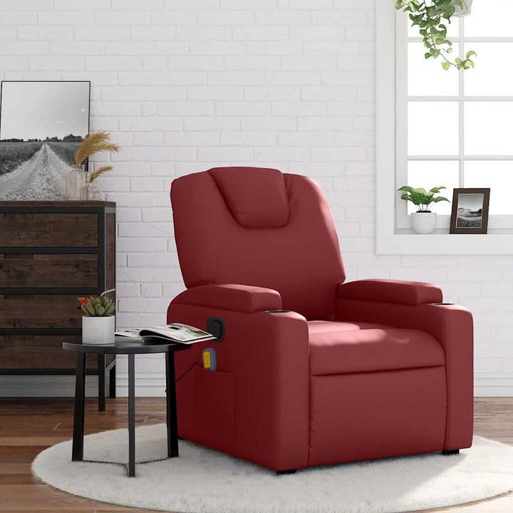 Actual product image VidaXL Massage chair wine red imitation leather,Colour: Wine red,Material