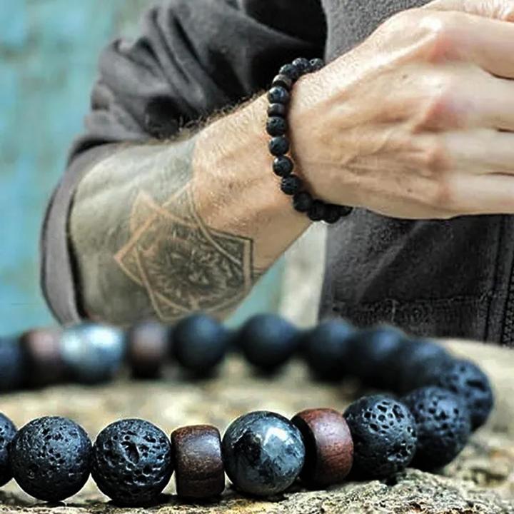 Immagine prodotto Cbx Bracciale elastico con perline Lava Rock