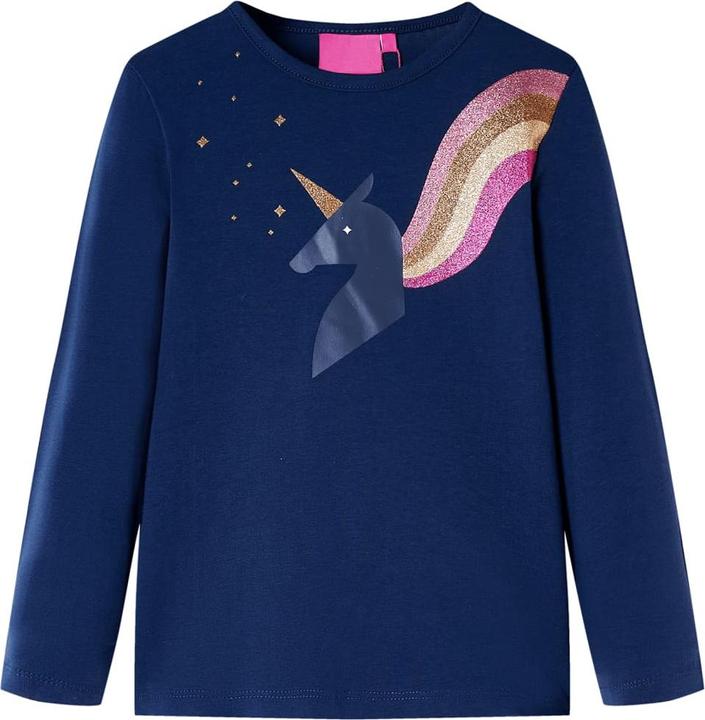 VidaXL Kinder-Langarmshirt Marineblau 140,Material: 95 % Baumwolle (140)