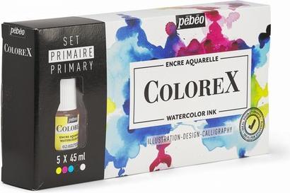 Immagine prodotto Pebeo Inchiostro ad acqua Colorex (Nero Avorio, Bianco, Magenta, Ciano, Giallo primario, 45 ml)