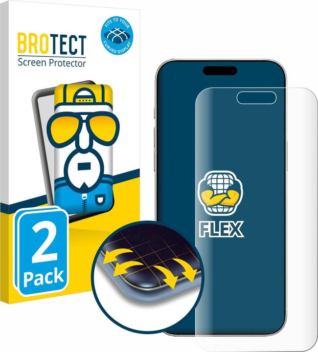 BROTECT Fullscreen Beschermfolie Scherm Beschermfolie Helder Transparant (2 Stuk, Apple iPhone 16)