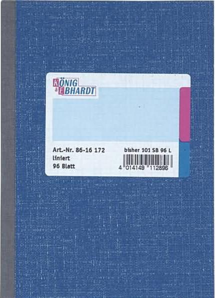 Produktbild König & Ebhardt Kladde Papierformat: DIN A6 Ausführung der Lineatur: liniert (96 x)