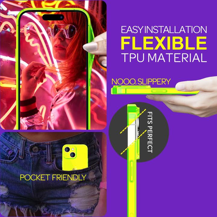 Immagine prodotto Nalia Copertura in silicone trasparente al neon (Apple iPhone 15)