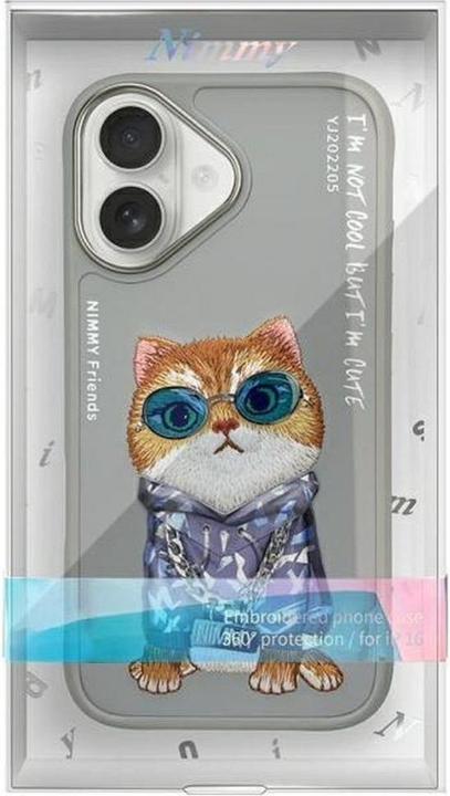 Produktbild Mocco Nimmy case iPhone 16 6.1" gray Glasses Cool Cat (Apple iPhone 16)