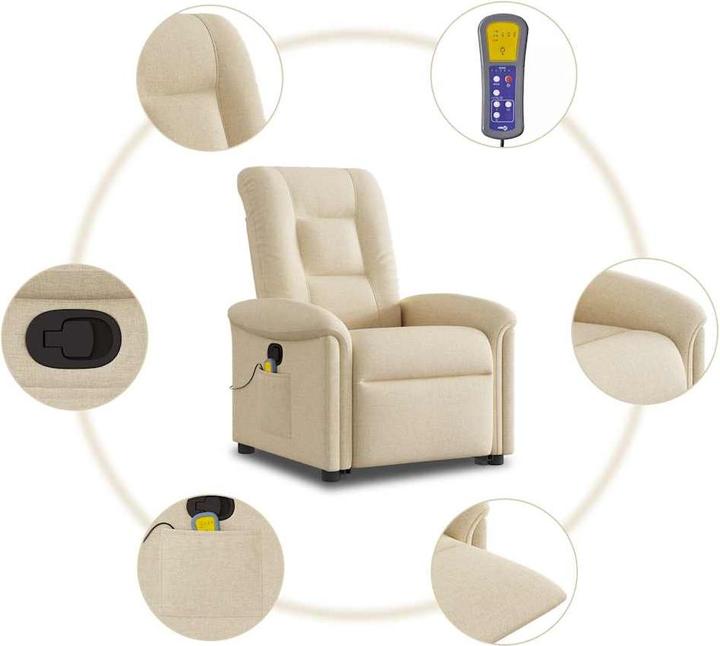 Immagine prodotto VidaXL Poltrona massaggiante con ausilio stand-up in tessuto crema