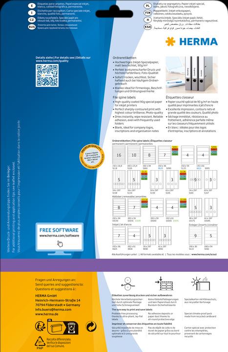 Produktbild HERMA Inkjet Ordneretiketten A4