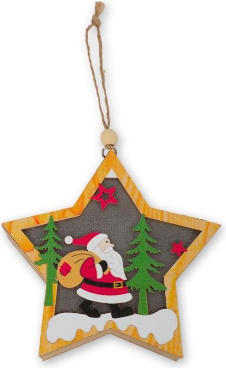 Produktbild Hermex LED-Weihnachtsdekoration Weihnachtsschmuck Weihnachtsbaum-Anhänger Holzdeko (1 -teilig)