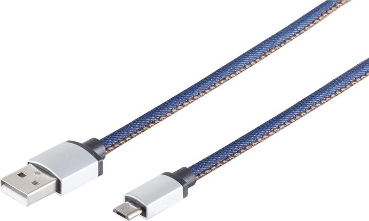 Produktbild Shiverpeaks USB Ladekabel USB A-ST auf USB Micro B-ST Jeans blau 2,0m (2 m, USB 2.0)