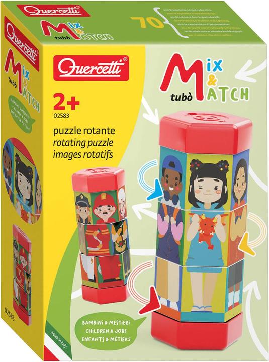 Actual product image Quercetti Rotating puzzle children and professions Tubo Mix and Match, 2583 (2 pieces)