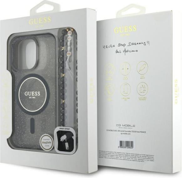 Immagine prodotto Guess GUHMP16XHGCRELSK iPhone 16 Pro Max 6,9" czarny/czarny hardcase IML Glitter Con Cinturino Perla M