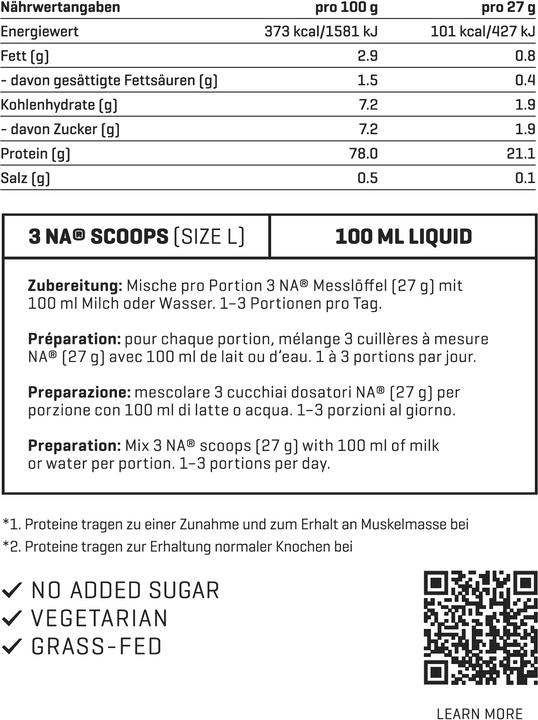 Valeurs nutritives et ingrédients Nutriathletic Whey Protein Concentrate (Tahitian Vanila, 1 pcs, 800 g)