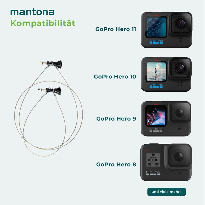 Produktbild mantona Sicherungsleinen Set Edelstahl (Hero 3, Hero 3+, Hero 4, Hero 2, hero 5, Hero 6, Hero 7)