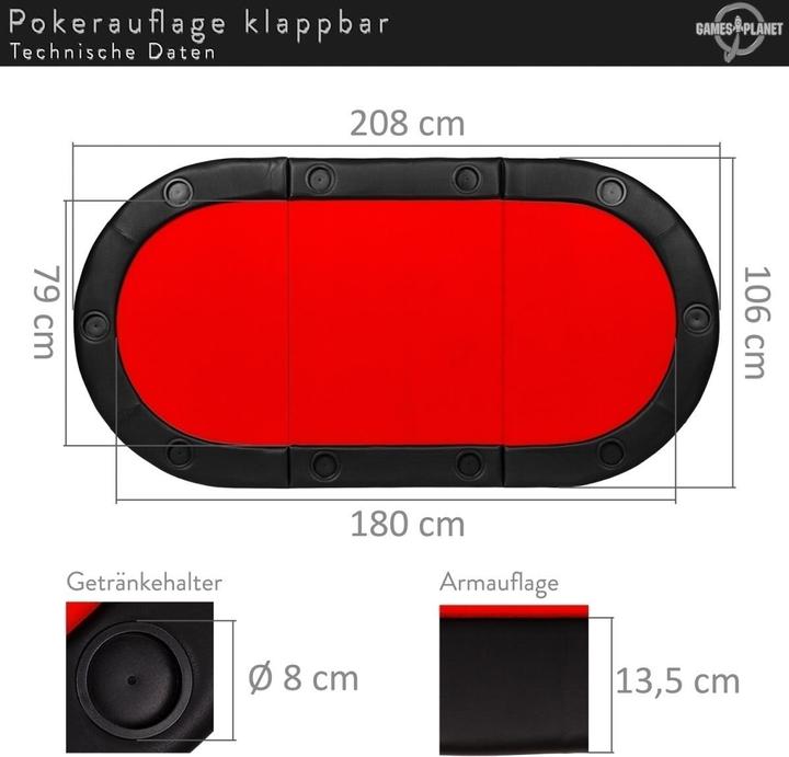 Produktbild Games Planet Pokerauflage klappbar faltbar, grün